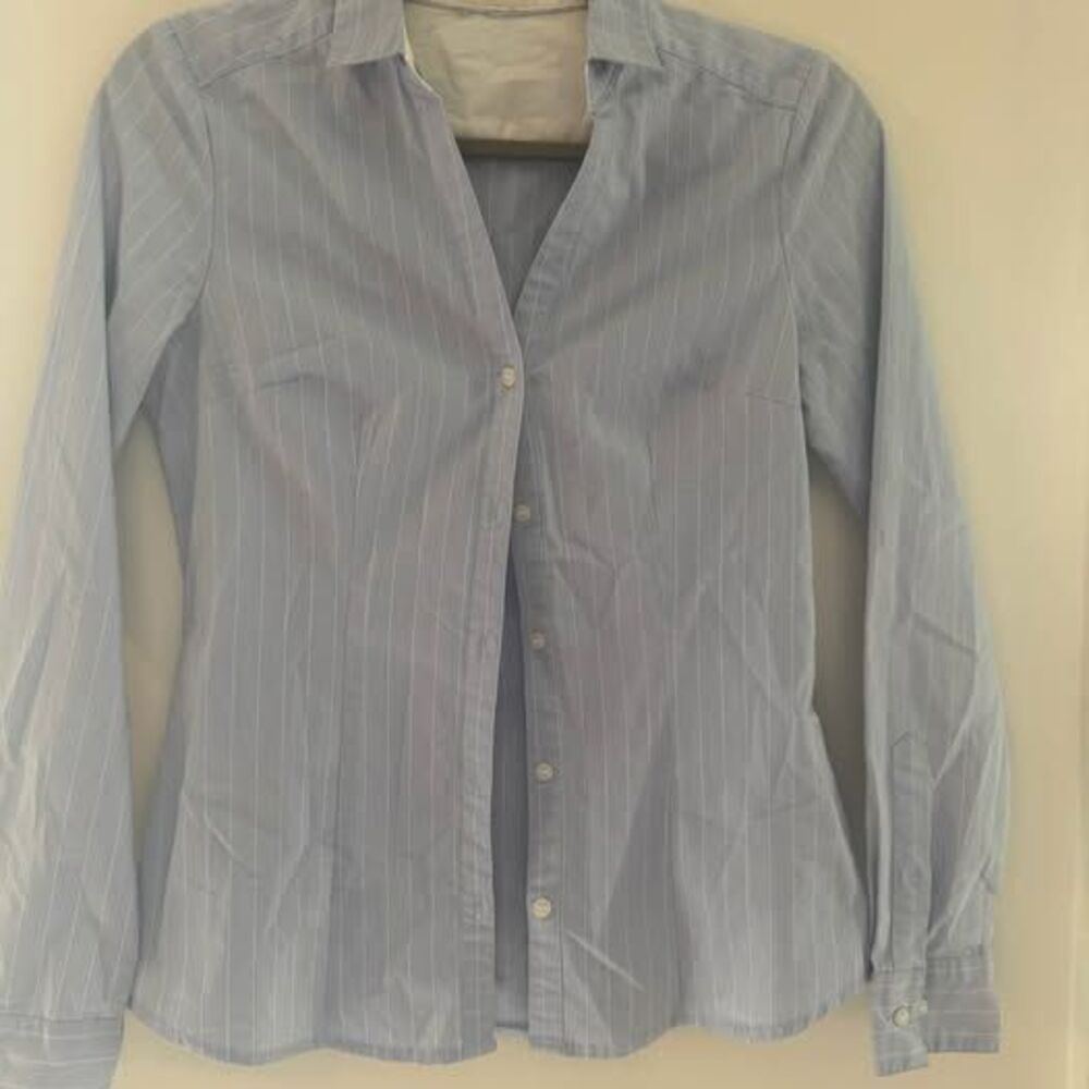 H&M Blue Pinstripe Long Sleeve Button-Down Shirt